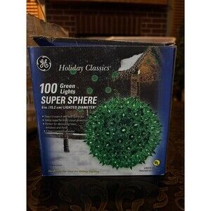 GE HOLIDAY CLASSICS SUPER SPHERE 100 GREEN LIGHTS WORKS VINTAGE RETRO Y2K